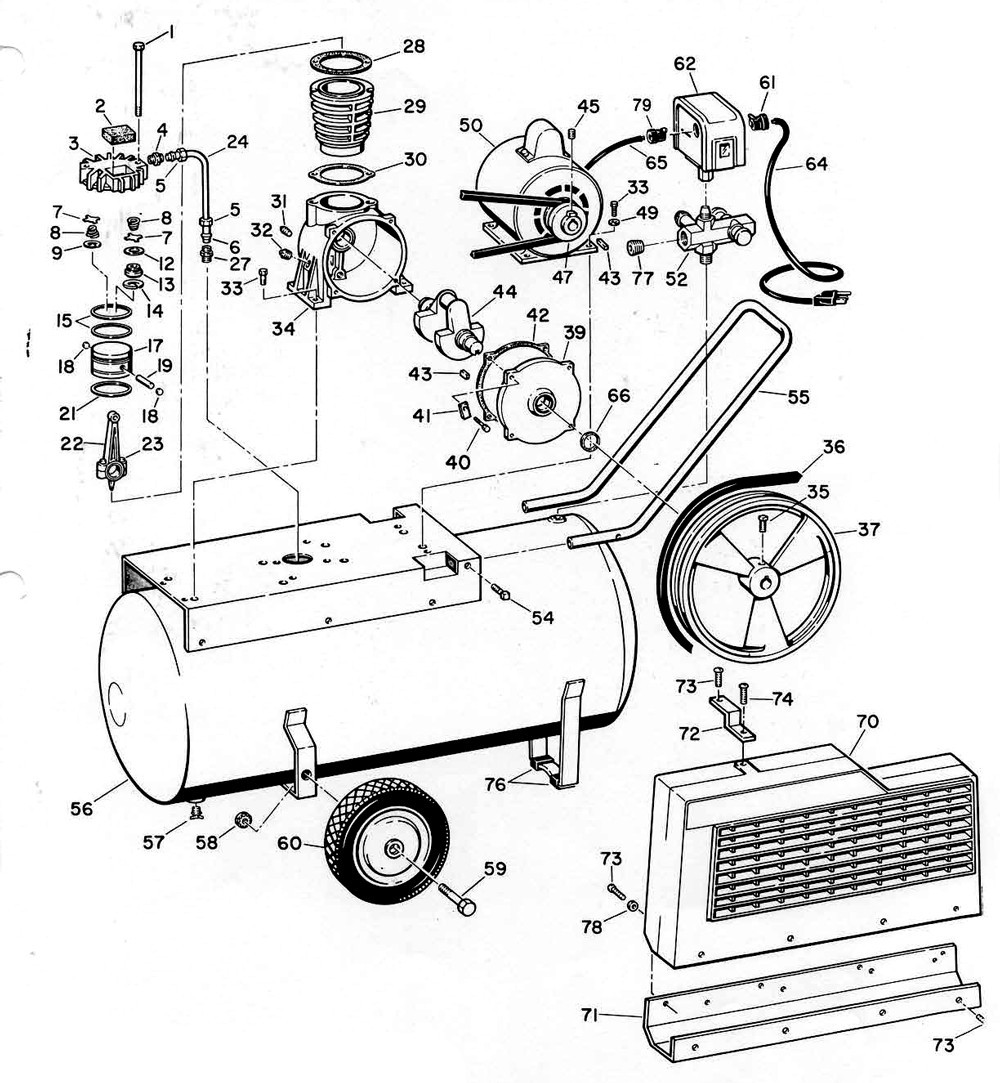 Section 1 Diagram and Parts List for FL-3302  Campbell Hausfeld Compressor